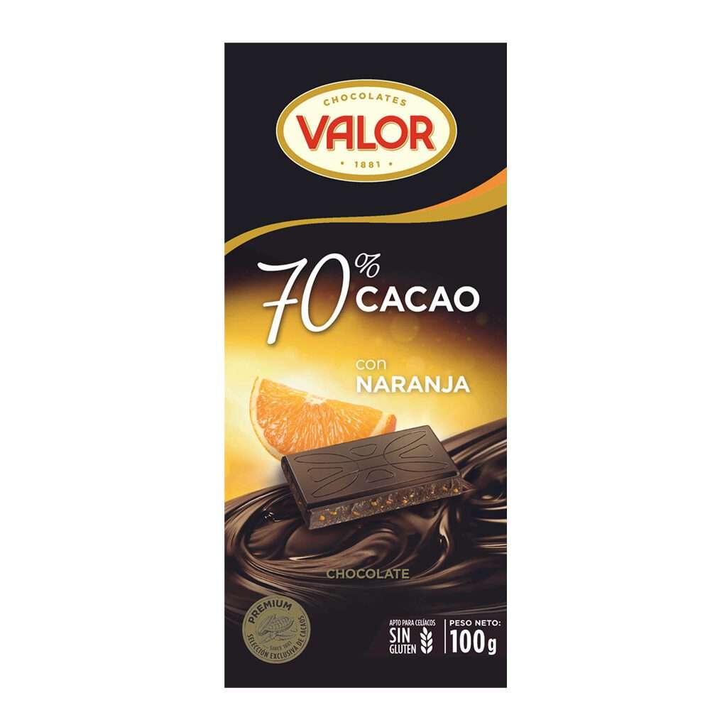 CHOCOLATE DARK 70% CACAO CON NARANJA – VALOR