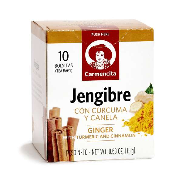 JENGIBRE, CÚRCUMA Y CANELA 15G ESTUCHE 10 BOLSITAS – CARMENCITA
