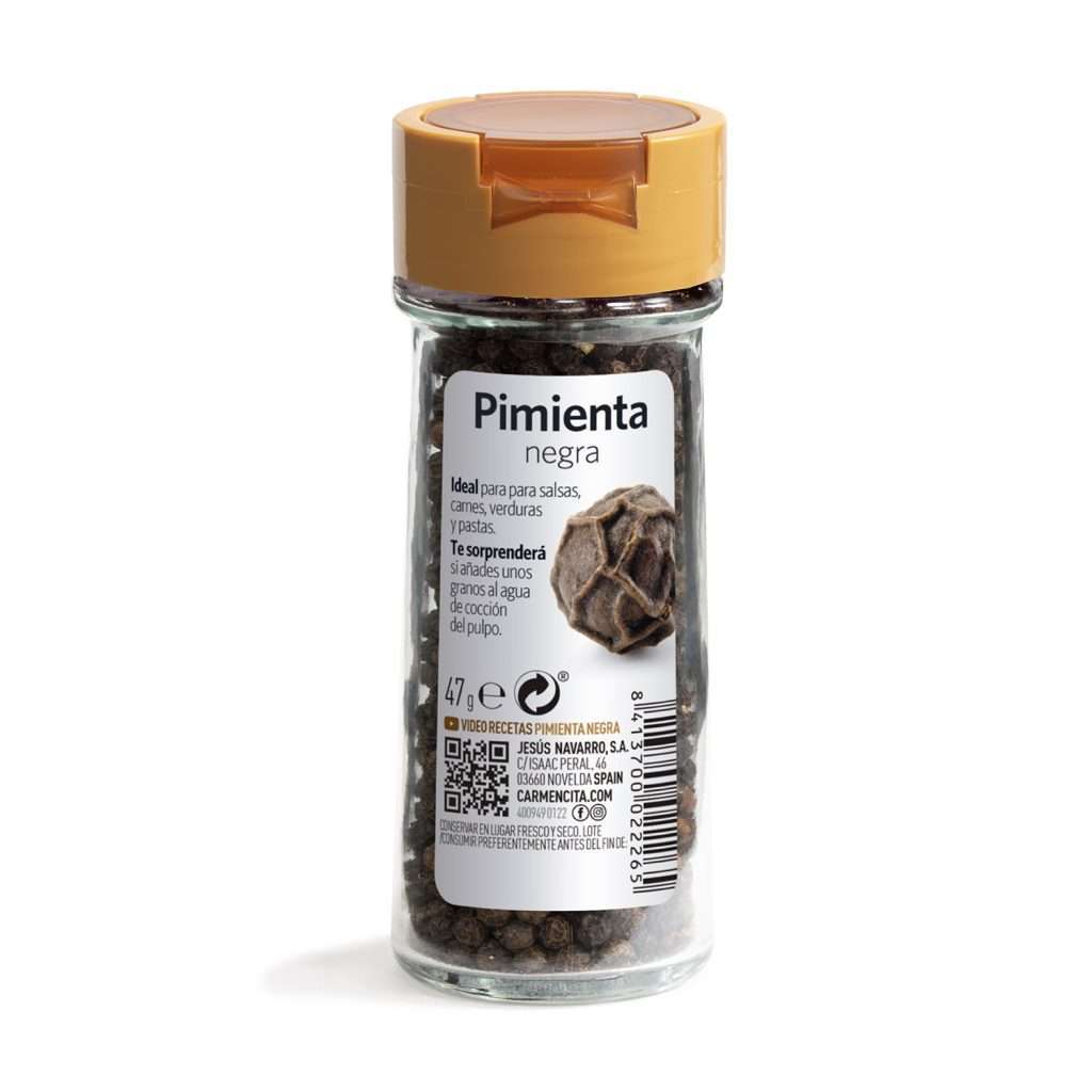 PIMIENTA NEGRA GRANO 47G TARRO CRISTAL-CARMENCITA