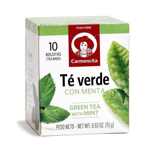TÉ VERDE CON MENTA 15G ESTUCHE 10 BOLSITAS- CARMENCITA