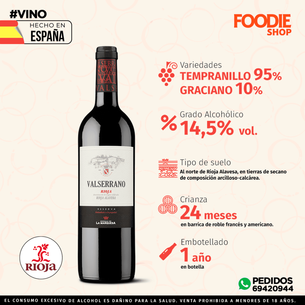 VINO VALSERRANO RESERVA 750 ML