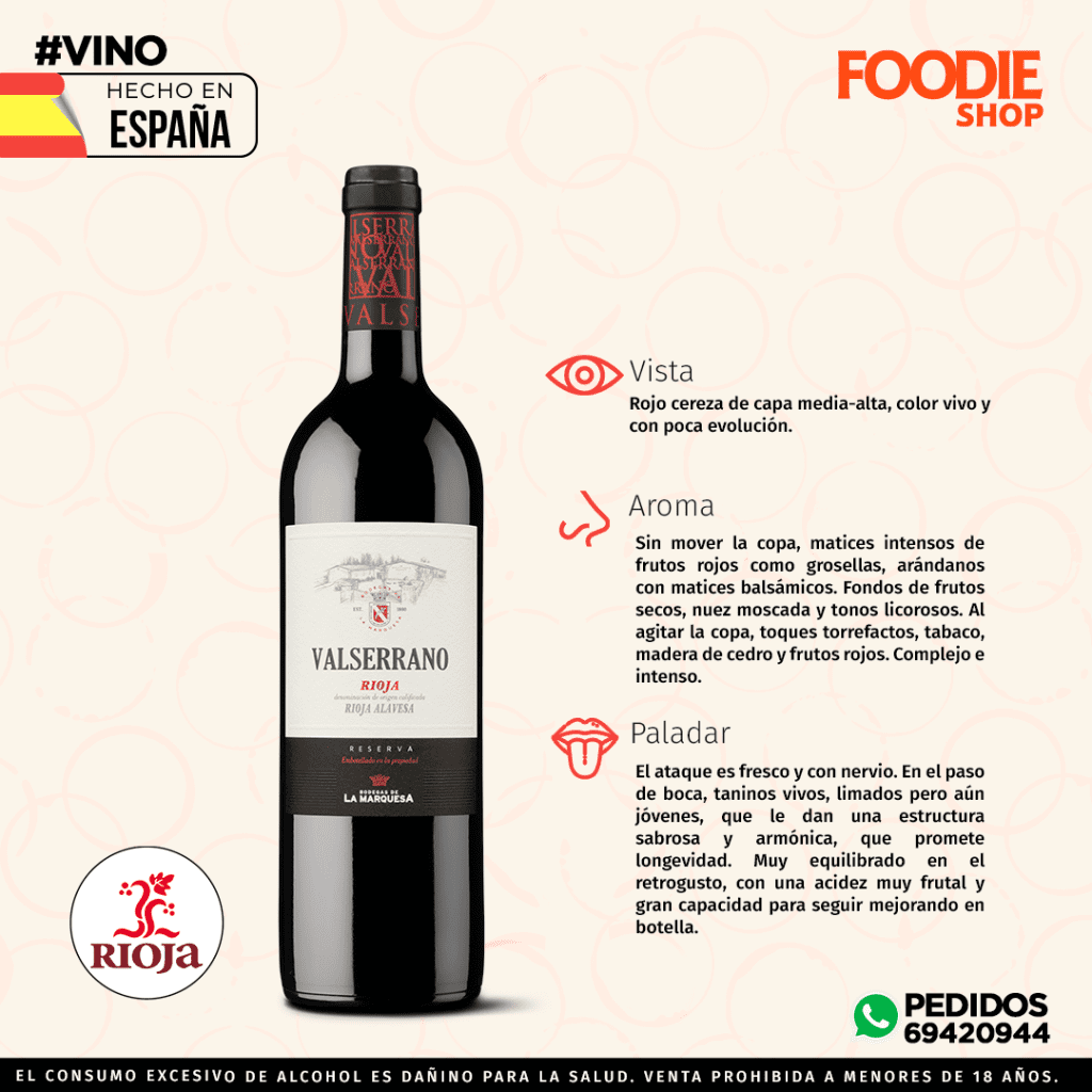 VINO VALSERRANO RESERVA 750 ML