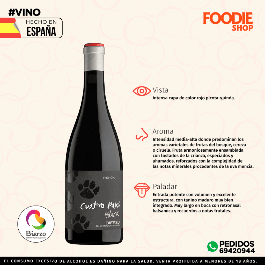 VINO MARTIN CODAX CUATRO PASOS BLACK MENCIA 750 ML