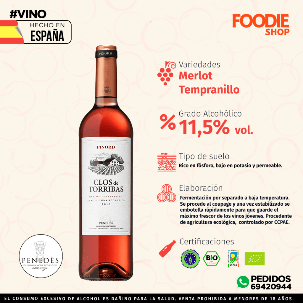 PINORD CLOS DE TORRIBAS ROSADO 750 ML
