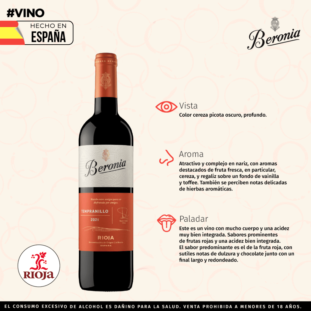 BERONIA VINO TEMPRANILLO 2021 750 ML