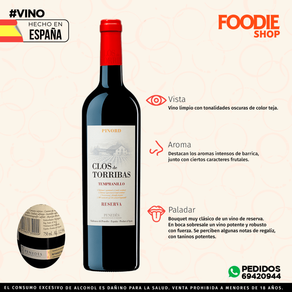 PINORD CLOS DE TORRIBAS RESERVA 750 ML
