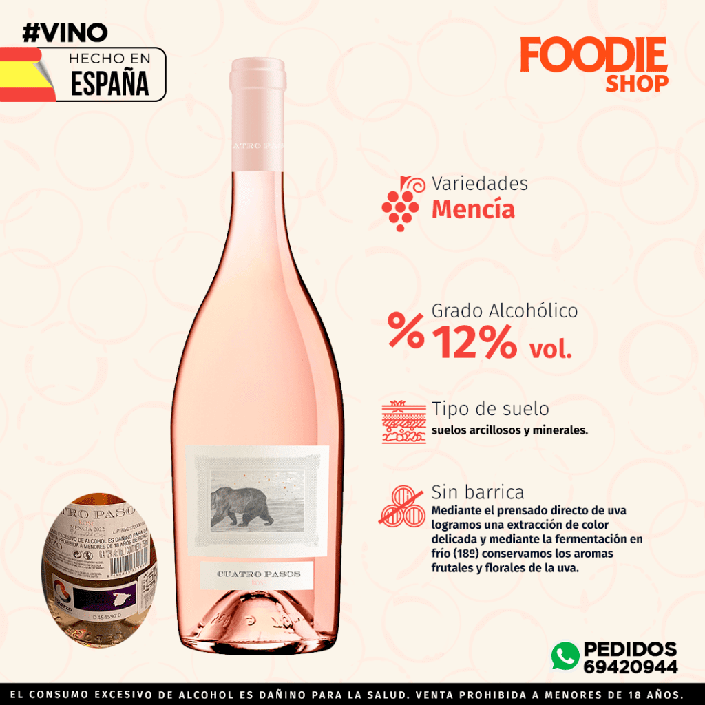 VINO MARTIN CODAX CUATRO PASOS MENCIA ROSADO 750 ML