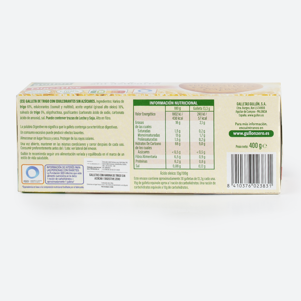 GULLON GALLETA DIGESTIVE ZERO 400G