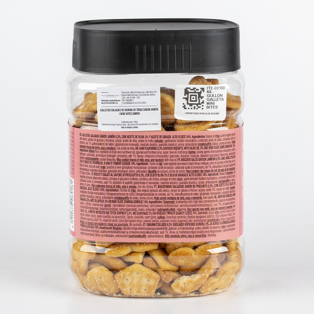 GULLON GALLETA MINI BITES JAMON 250G