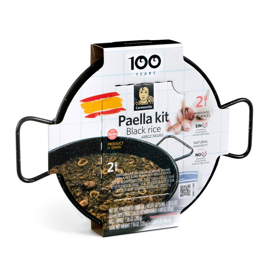 CAR. CAR. PAELLA KIT ARROZ NEGRO 265G CON PAELLERA ESMALTADA – 2 RACIONES