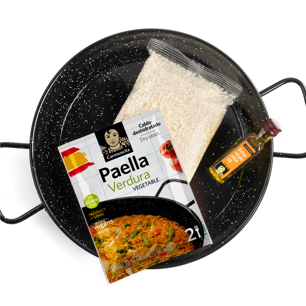 CAR. PAELLA KIT VERDURA 266G CON PAELLERA ESMALTADA – 2 RACIONES
