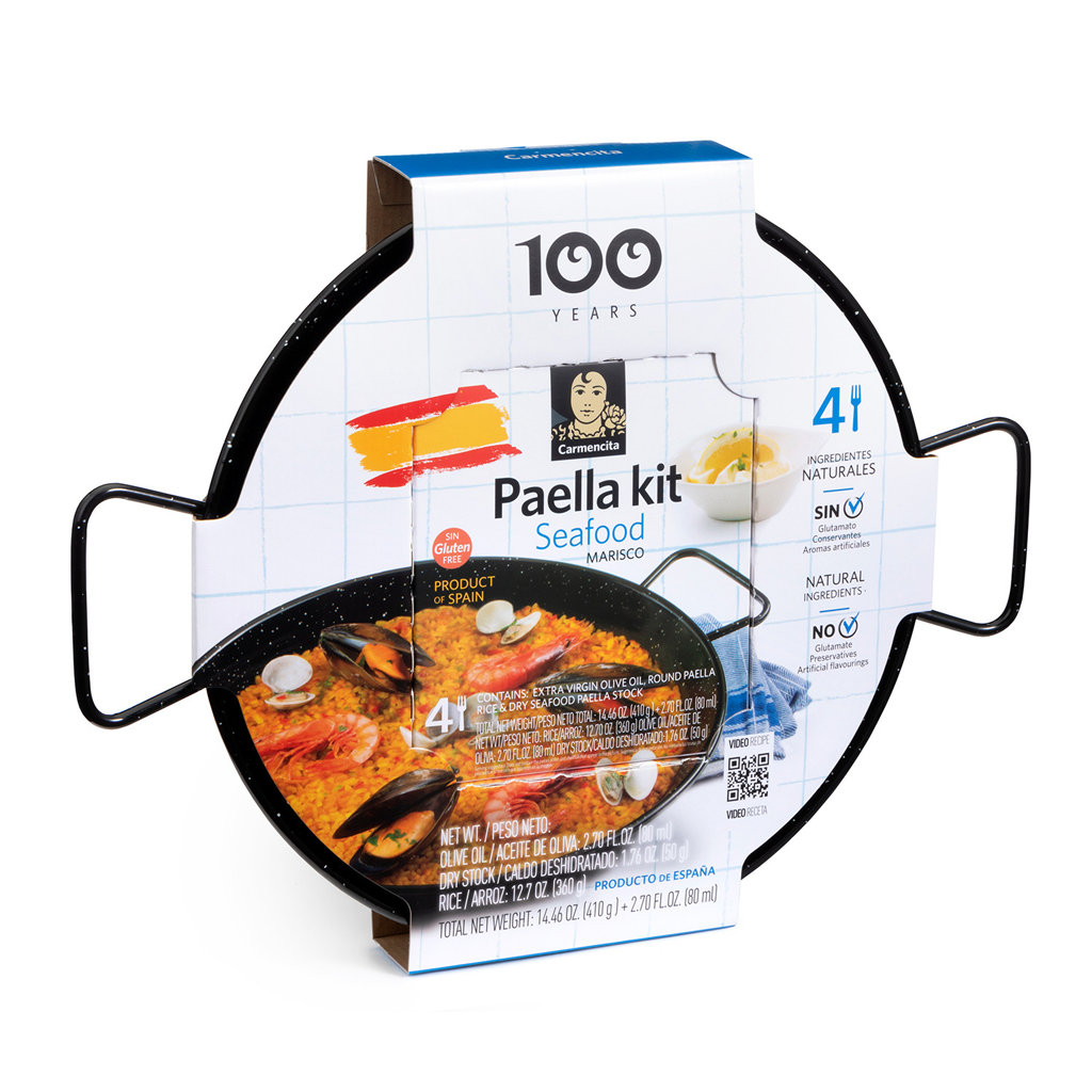 CAR. PAELLA KIT MARISCOS 490G CON PAELLERA ESMALTADA – 4 RACIONES