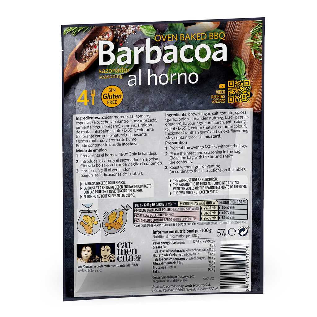 CAR. SAZONADOR EN BOLSA BBQ ASADO EN SU JUGO 57g BOLSA HORNO